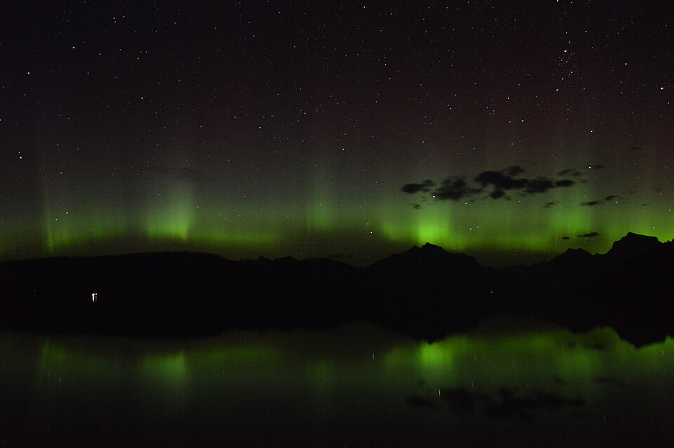 Aurora borealis over Glacier National Park